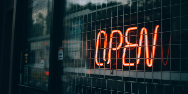 storefront with open sign