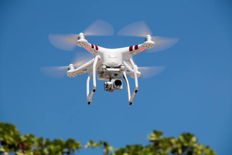 camera on flying drone for digital marketing