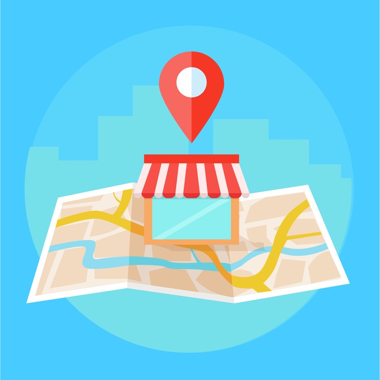 business location marked on map graphic