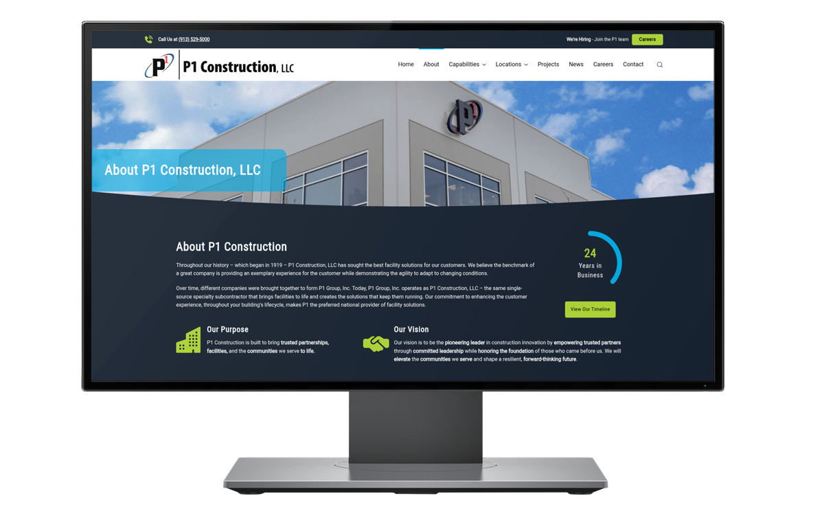 p1 construction about us page