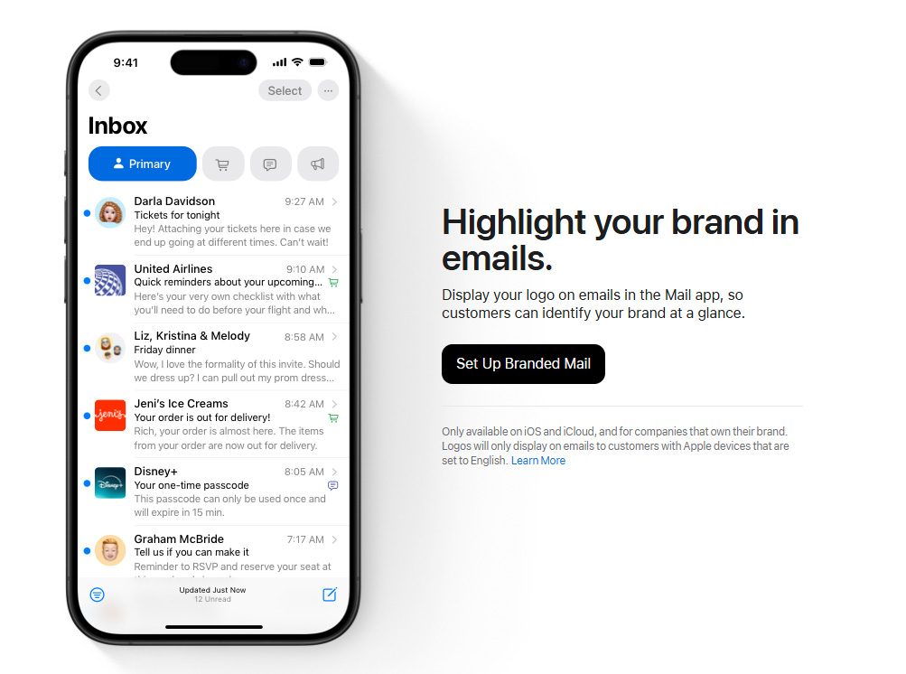 apple branded mail setup