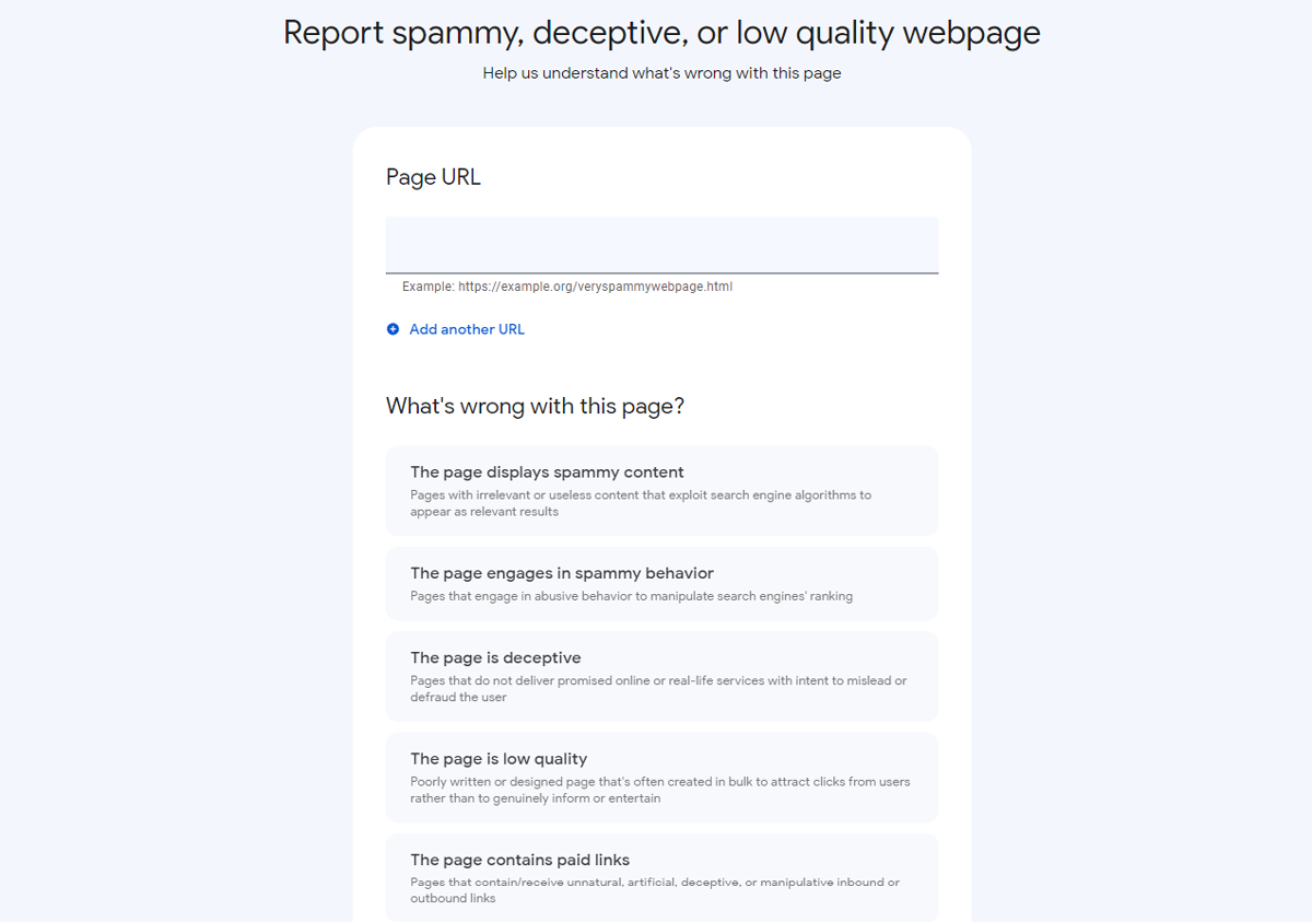 report google spam form