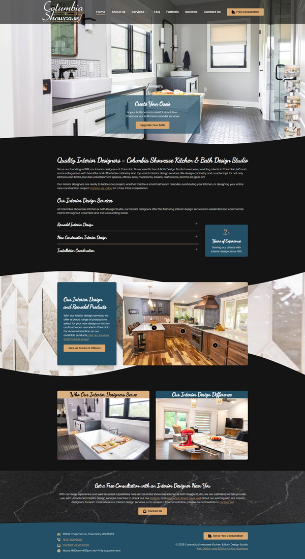 full dark themed website - Columbia Showcase