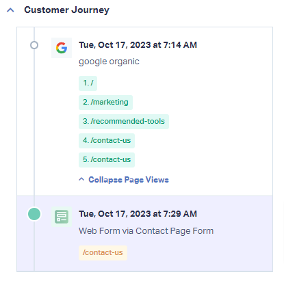 customer journey contact form
