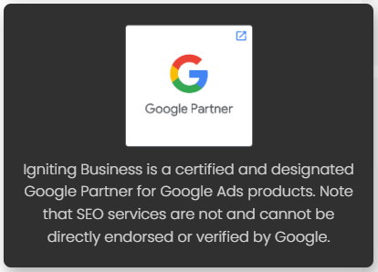 google partners badge seo disclaimer