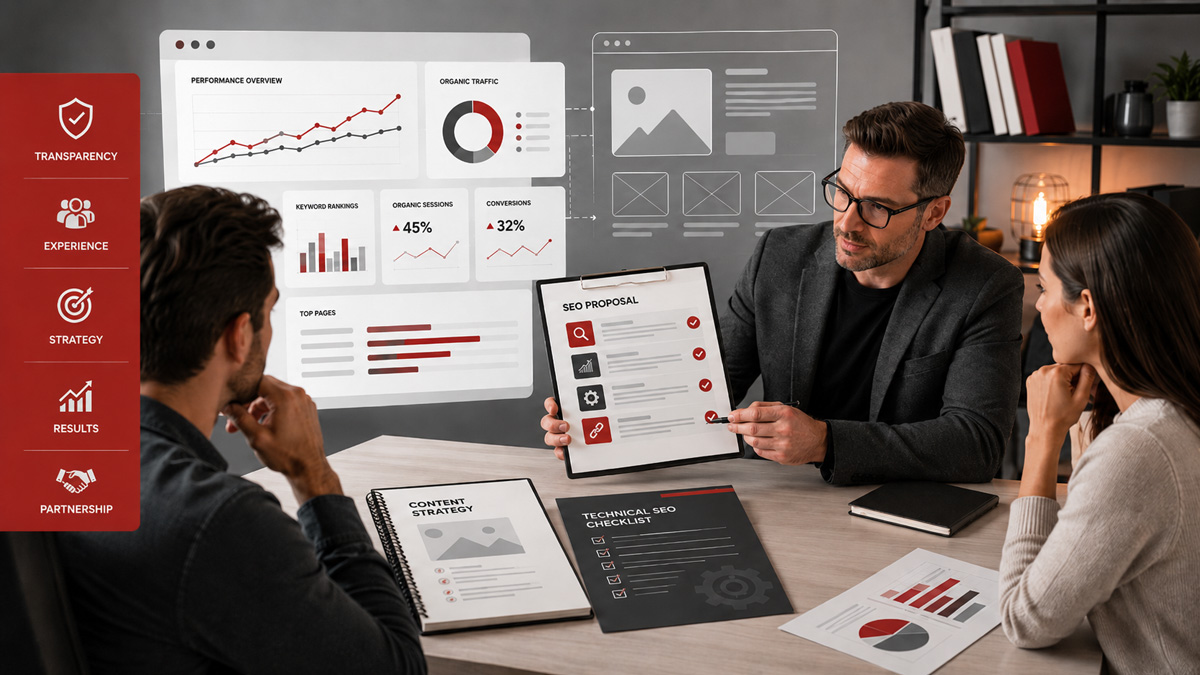 team evaluating an seo company that they are considering hiring