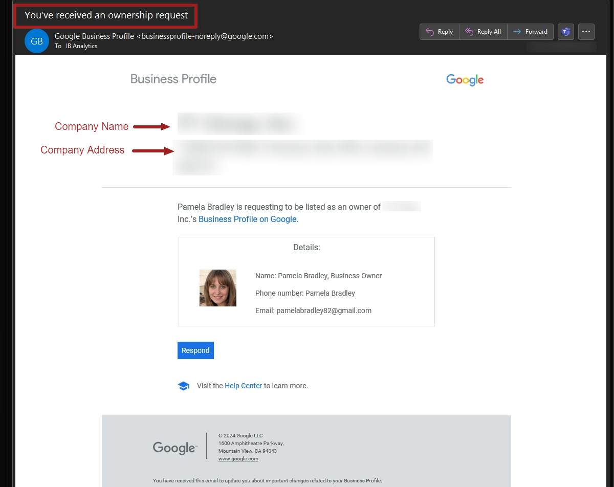 google business profile ownership request