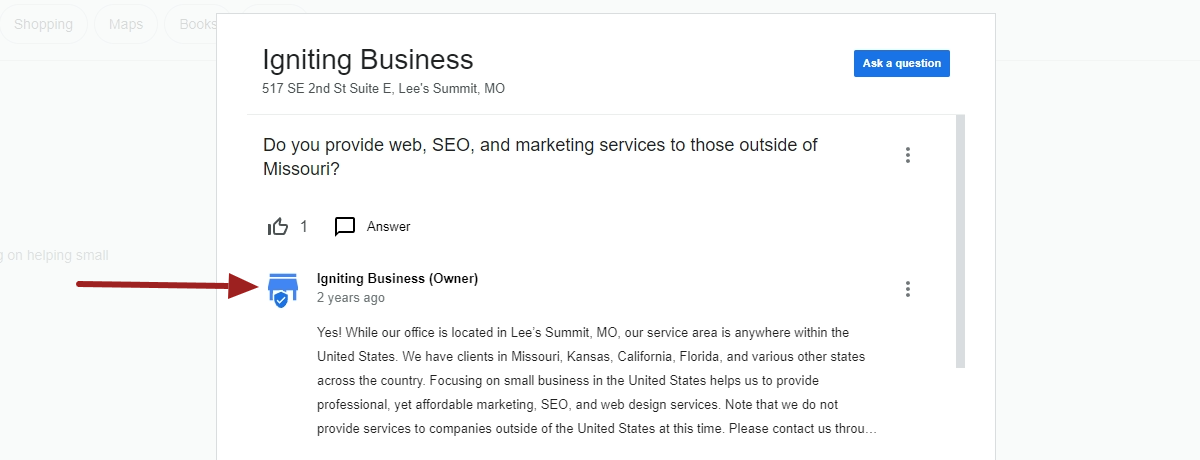 google questions owner response