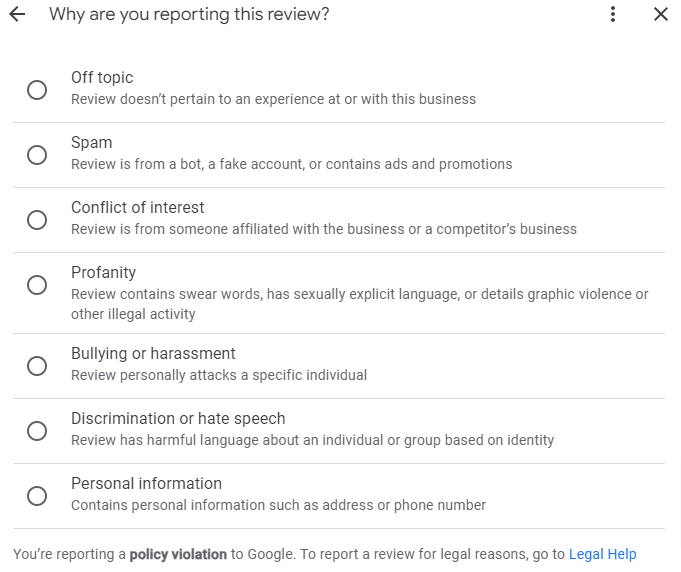 google review policy violation