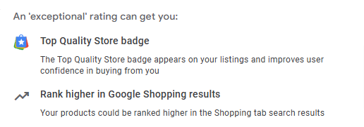 google quote about exceptional store rating