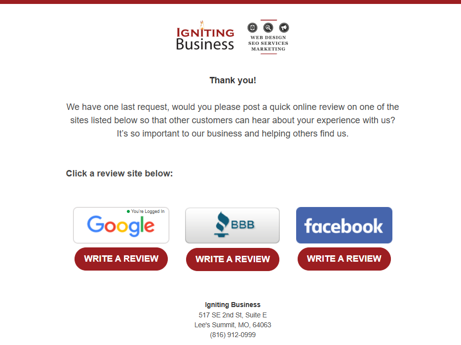 asking for reviews on multiple platforms