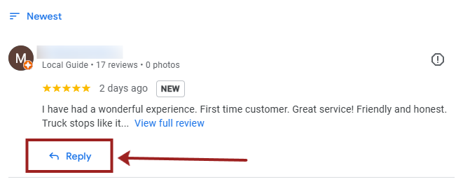 reply to google review
