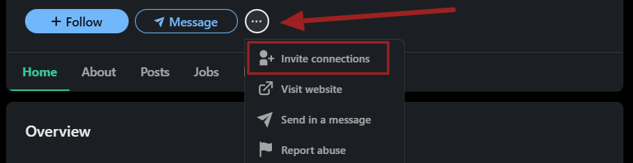 alternate option for inviting linkedin connections