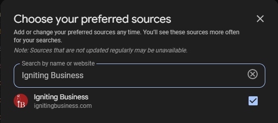 choose preferred google sources