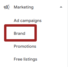 brand profile option on menu