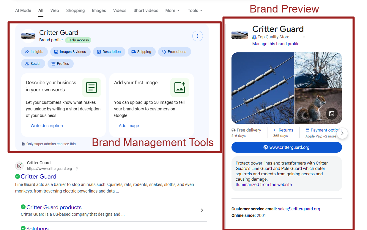 google brand profile management tools