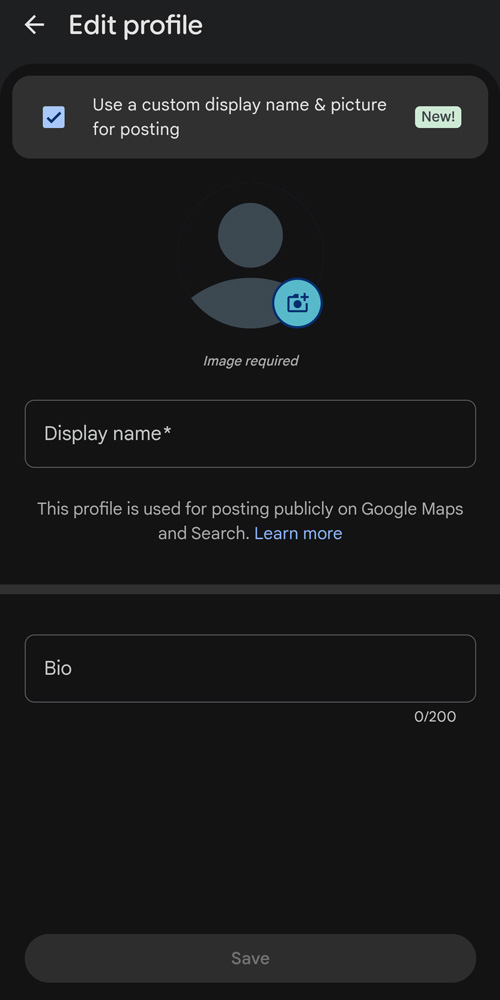 google maps set custom display name