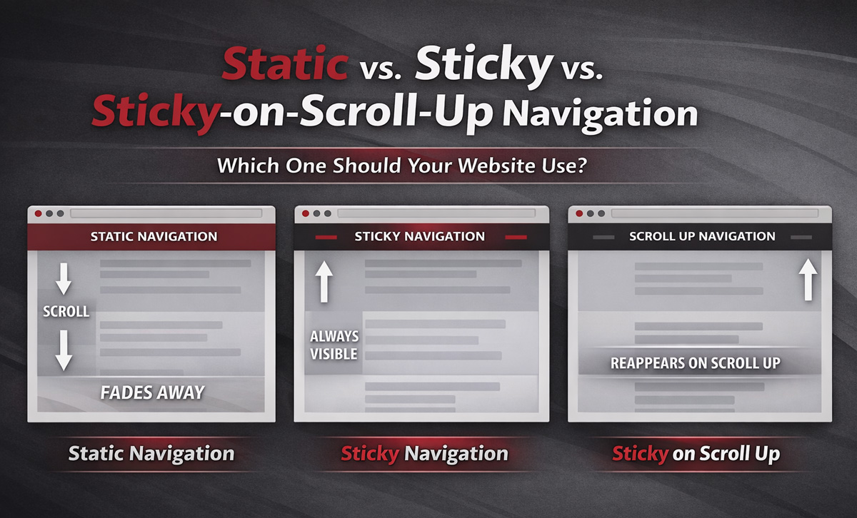 static sticky sticky scroll up navigation options