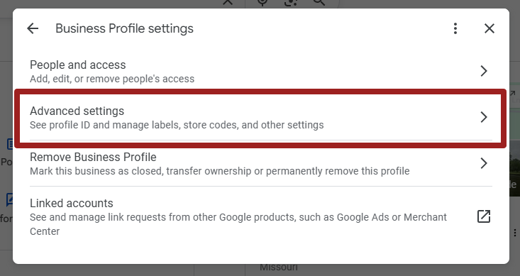 advanced settings google business profile