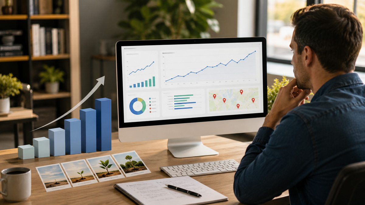 small business owner looking at seo results