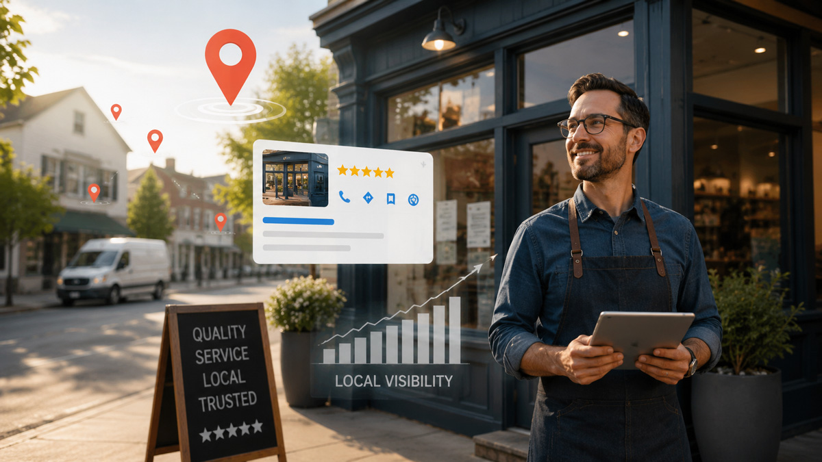 small business owner working on improving seo