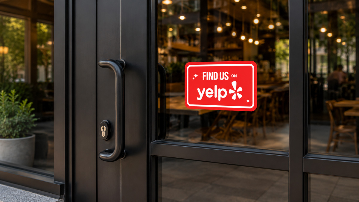 find us on yelp sticker for local business