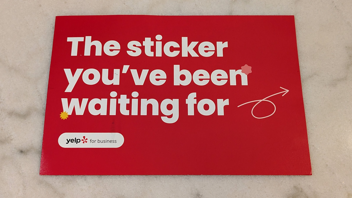 find us on yelp sticker