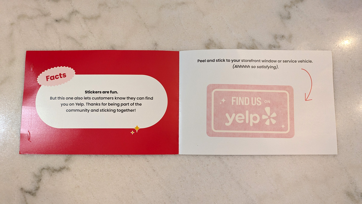 instructions for yelp sticker