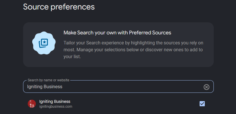 check google preferred sources list for your website