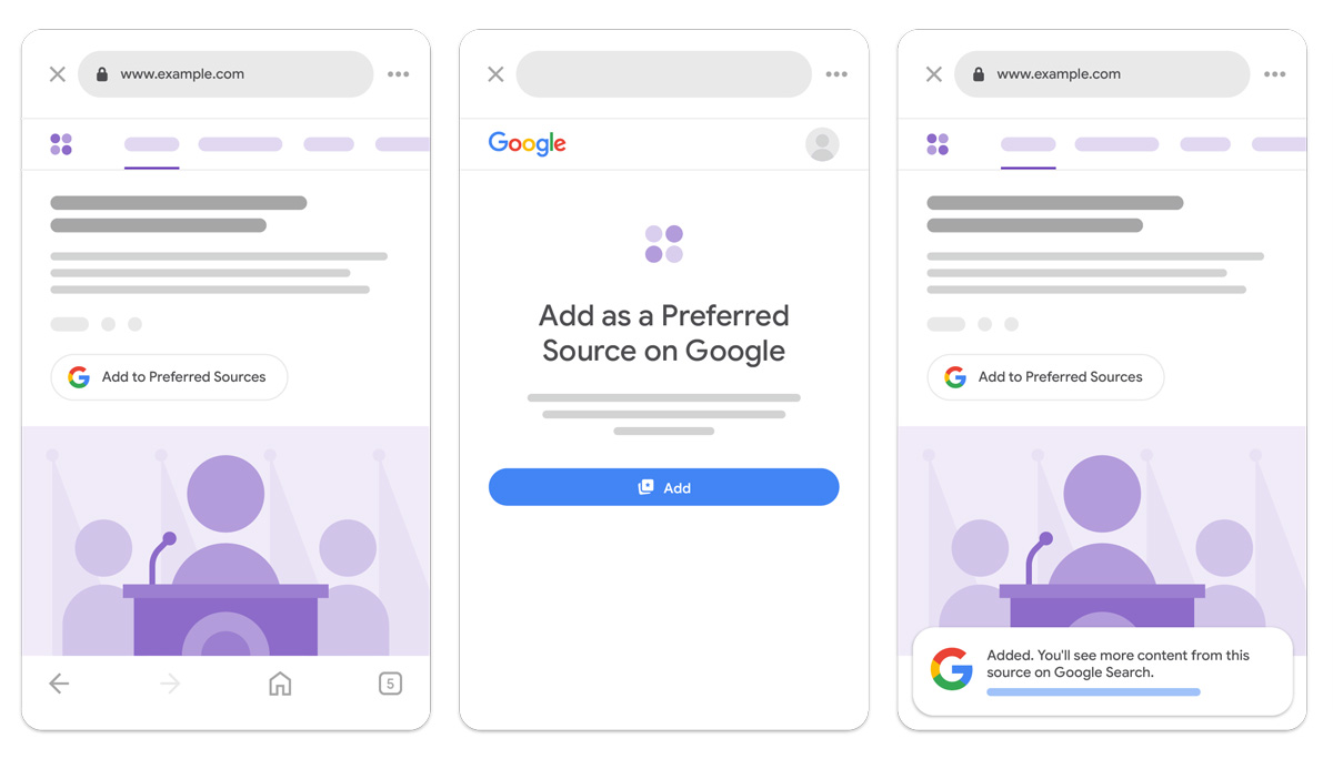 google preferred source button