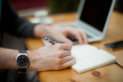 marketing specialist drafting a blog post