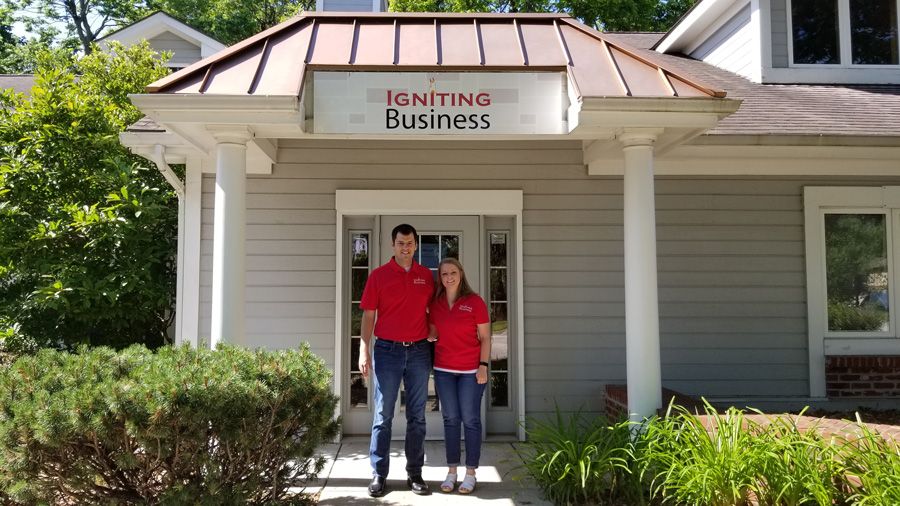 Ben and Caitlin Seidel at Igniting Business Office